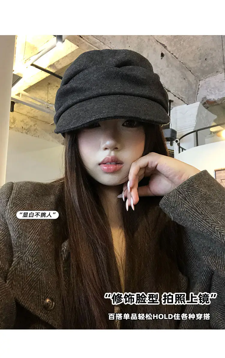 Japanese Style Black Pleated Beret for Women Autumn Winter 2025 — feature 5