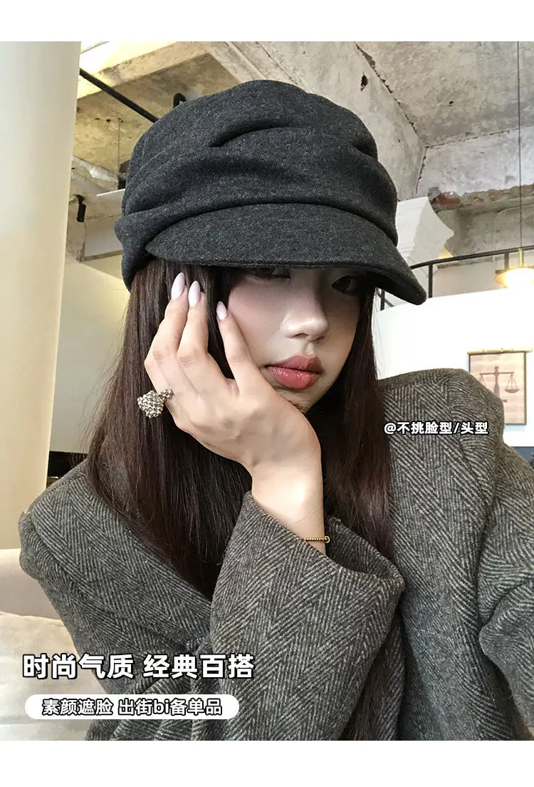 Japanese Style Black Pleated Beret for Women Autumn Winter 2025 — feature 6