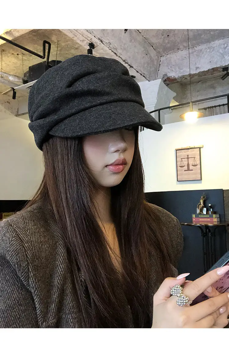 Japanese Style Black Pleated Beret for Women Autumn Winter 2025 — feature 7