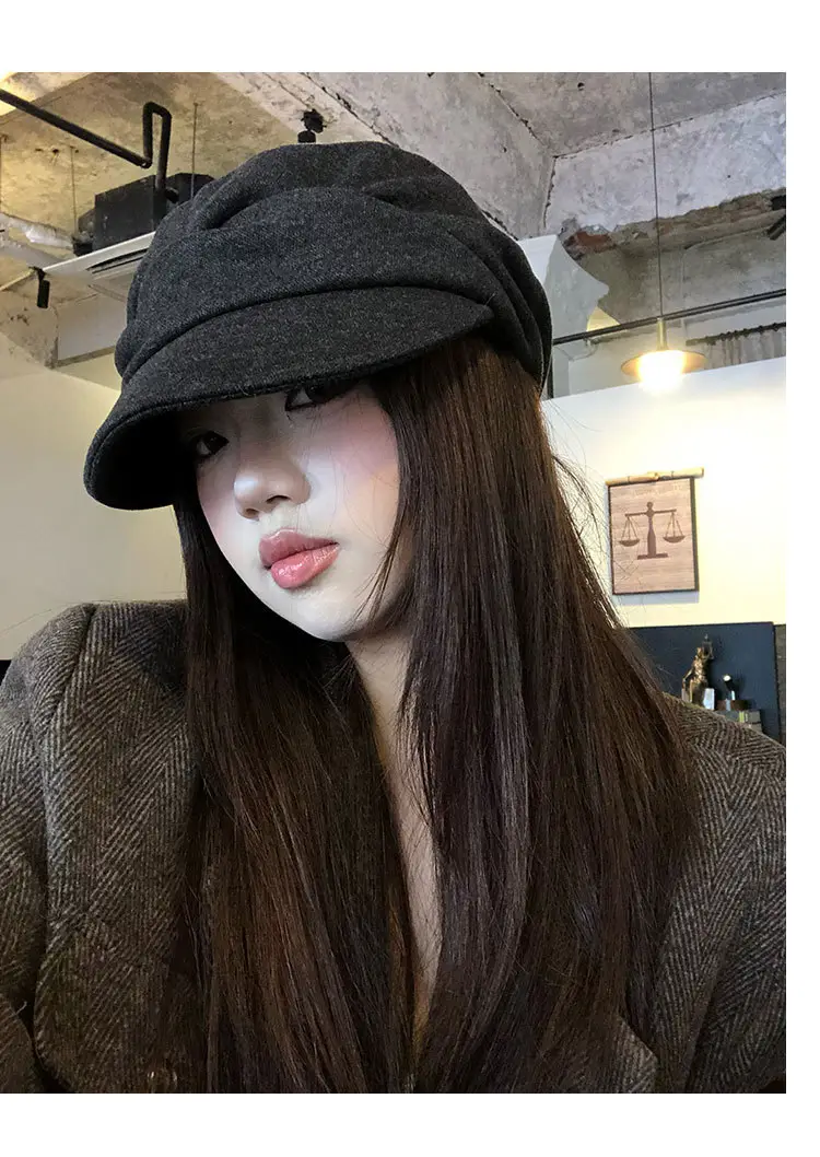 Japanese Style Black Pleated Beret for Women Autumn Winter 2025 — feature 8