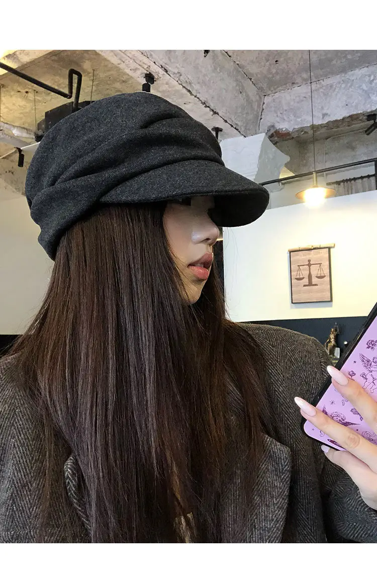 Japanese Style Black Pleated Beret for Women Autumn Winter 2025 — feature 9