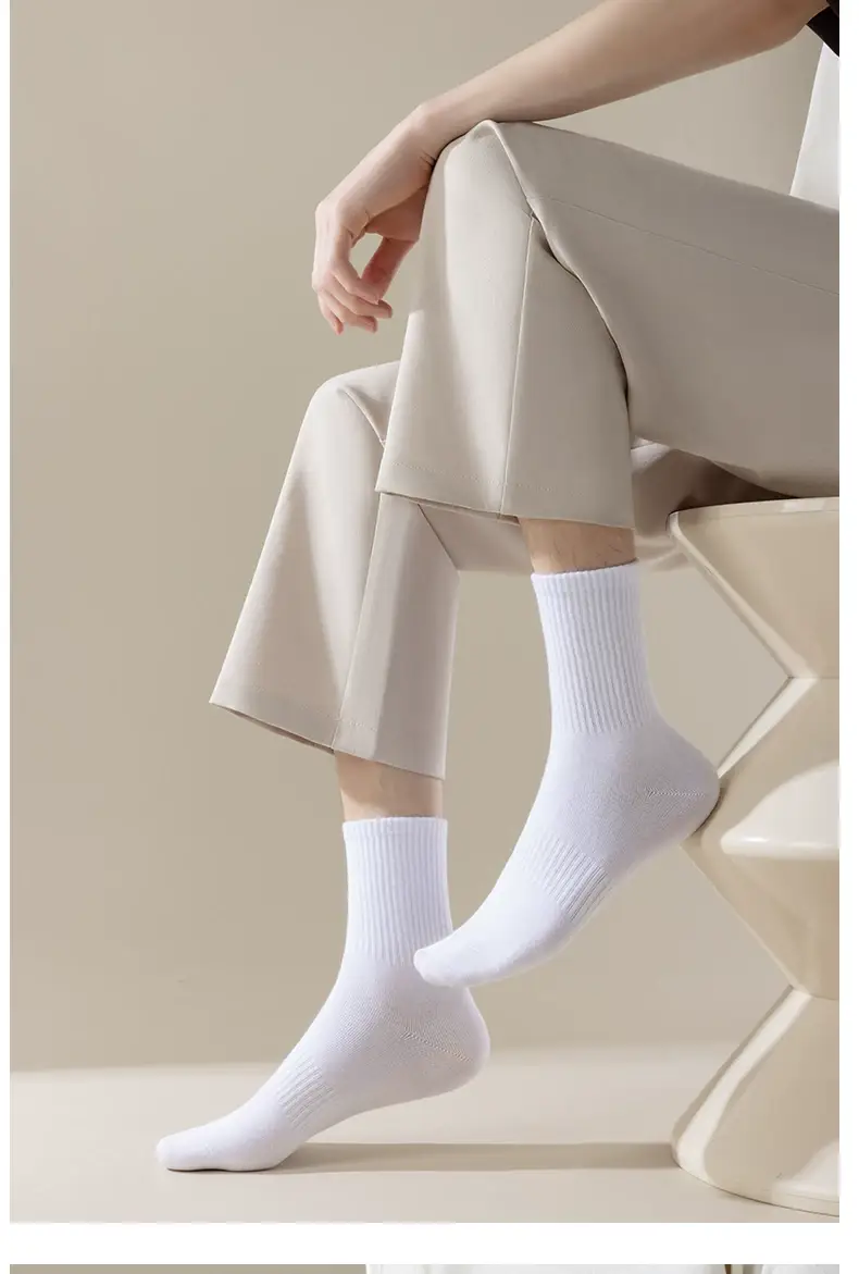 Pure Cotton Socks for Men and Women, Xinjiang Cotton Mid-Calf Socks, Spring and Summer Pure Color Short-Calf Anti-Odor and Sweat-Absorbent Autum Mid-Calf Socks — feature 23