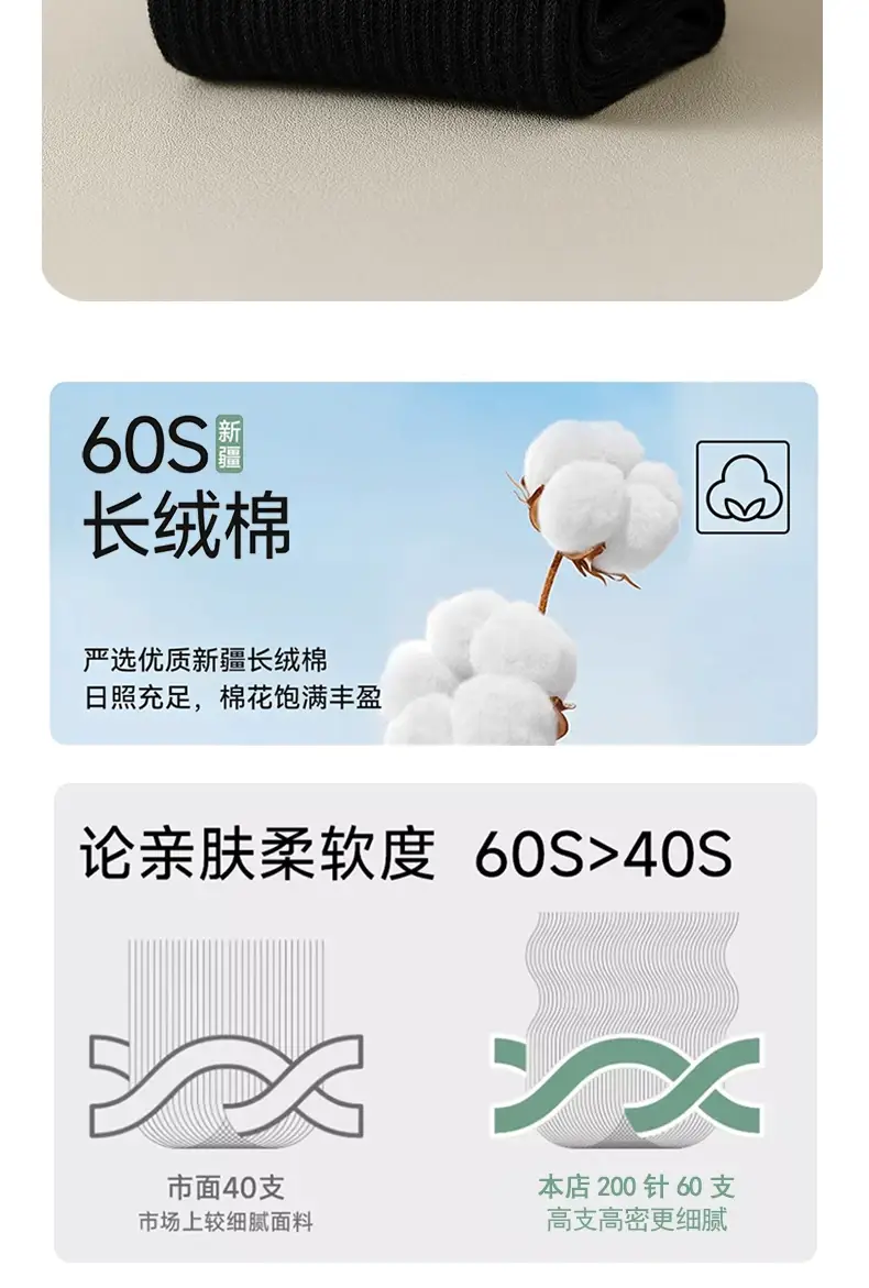 Pure Cotton Socks for Men and Women, Xinjiang Cotton Mid-Calf Socks, Spring and Summer Pure Color Short-Calf Anti-Odor and Sweat-Absorbent Autum Mid-Calf Socks — feature 4