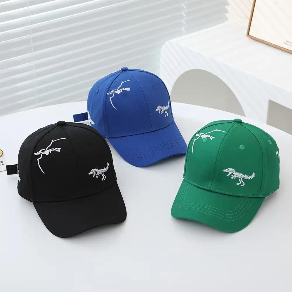 Children's Green Dinosaur Embroidered Cap — feature 3