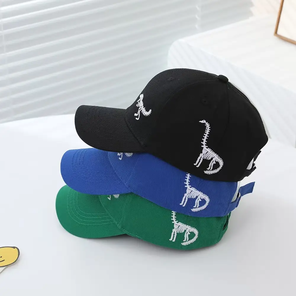 Children's Green Dinosaur Embroidered Cap — feature 4