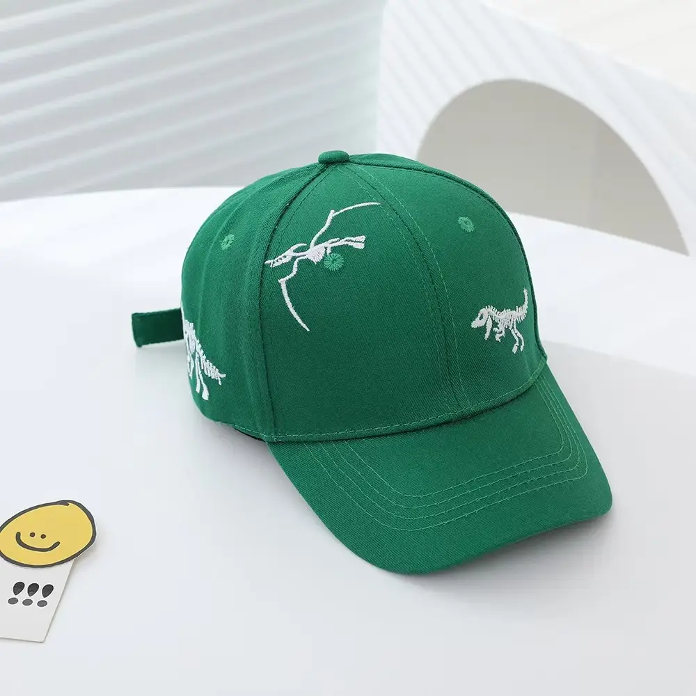 Children's Green Dinosaur Embroidered Cap — feature 7