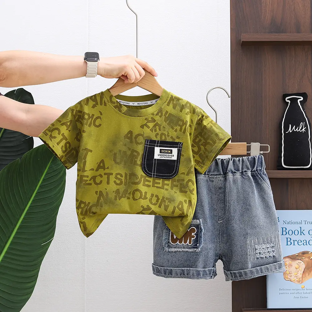 Boys Denim Shorts T-Shirt 2026 Set - Image 2