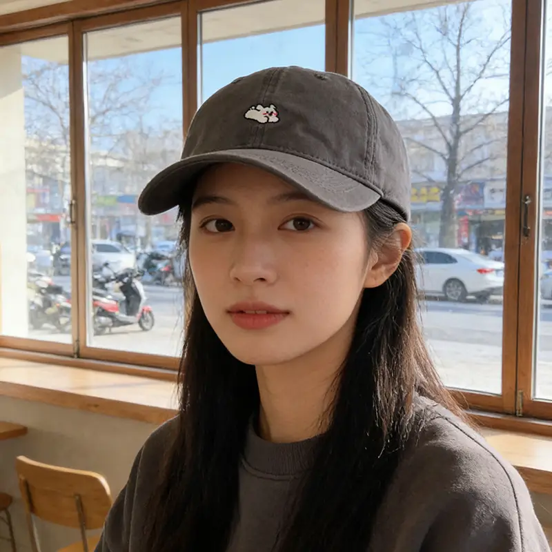 Women Rabbit Embroidered Duck Cap Sun Hat 2025 - Image 6
