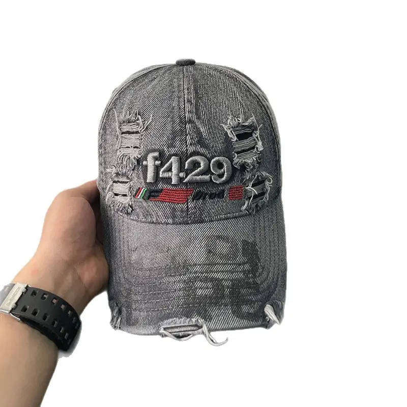 American Style Distressed Duckbill Cap for Women with Letter Embroidery