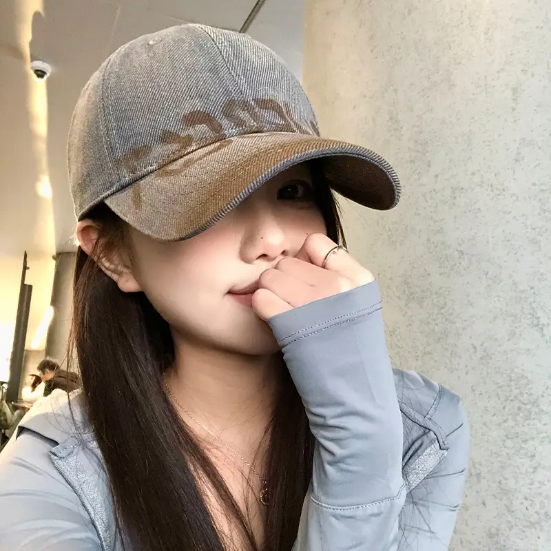 American Style Washed Vintage Letter Large Brim Baseball Cap for Women - Image 7