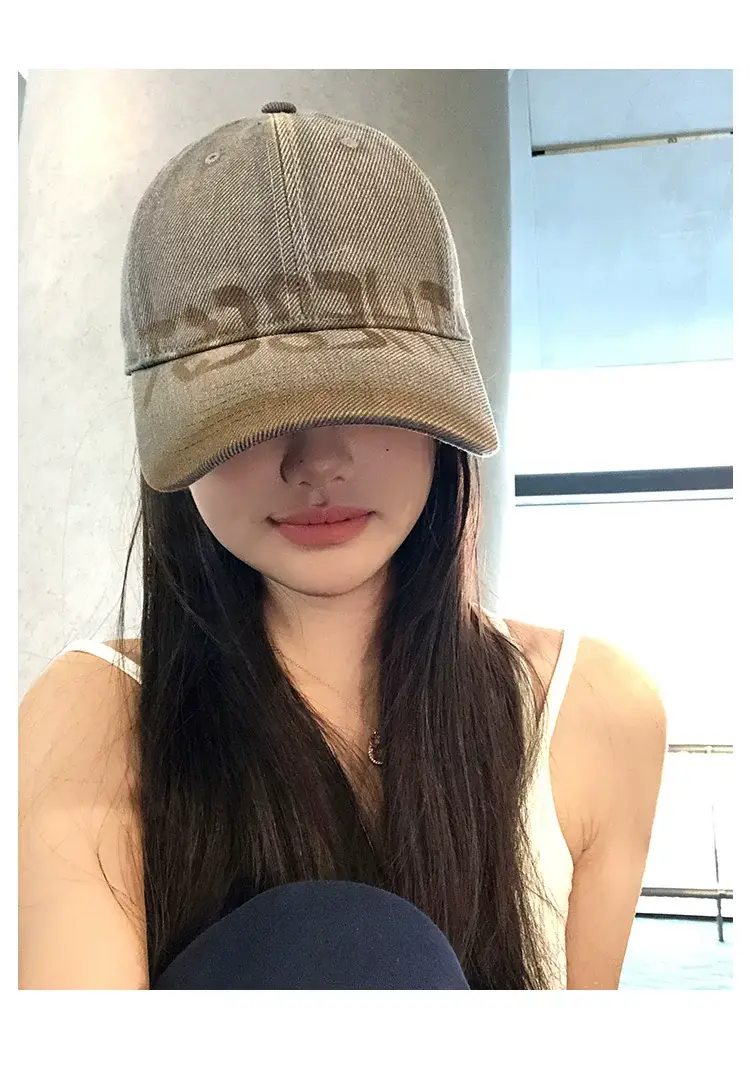 American Style Washed Vintage Letter Large Brim Baseball Cap for Women — feature 10
