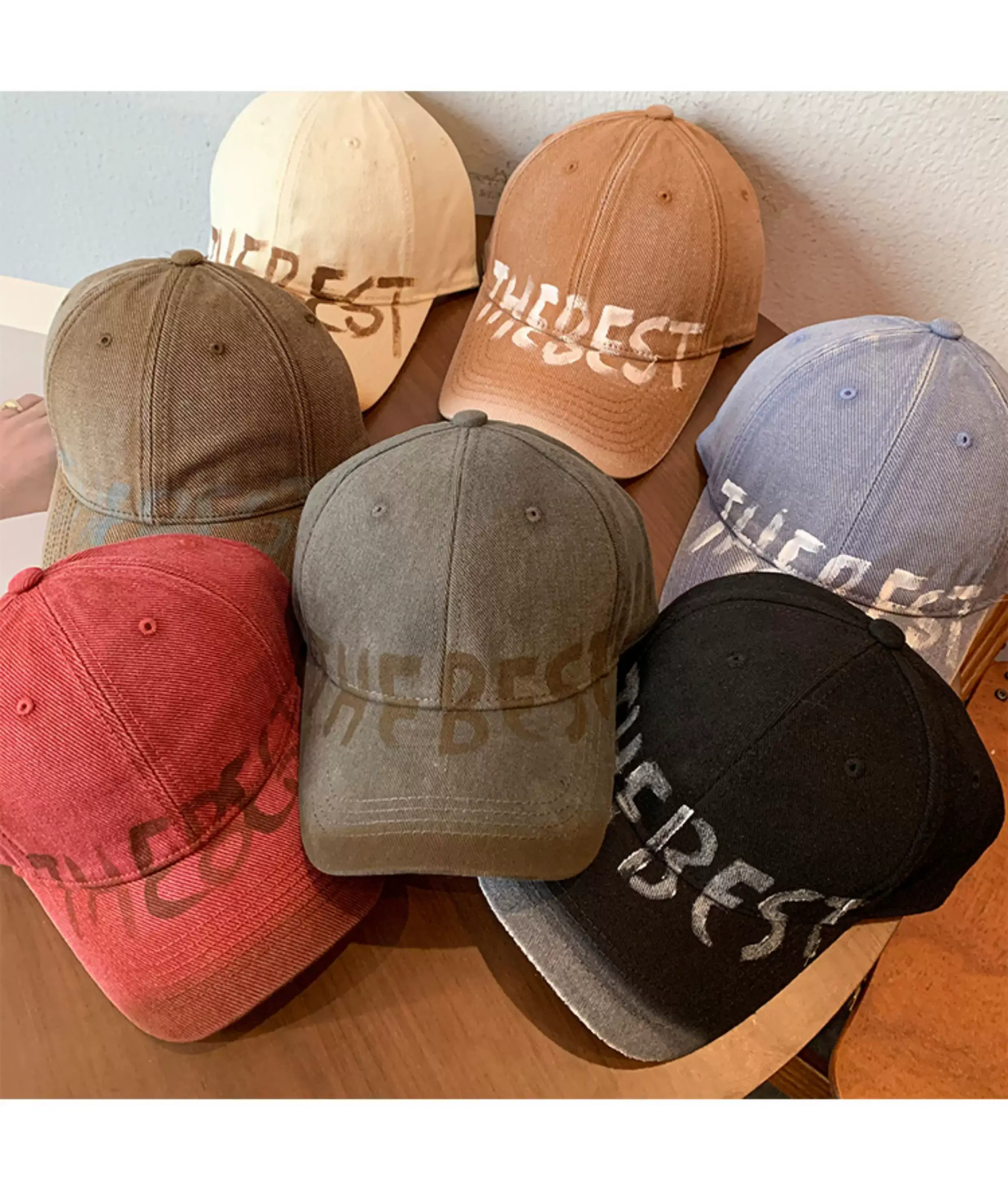 American Style Washed Vintage Letter Large Brim Baseball Cap for Women — feature 12