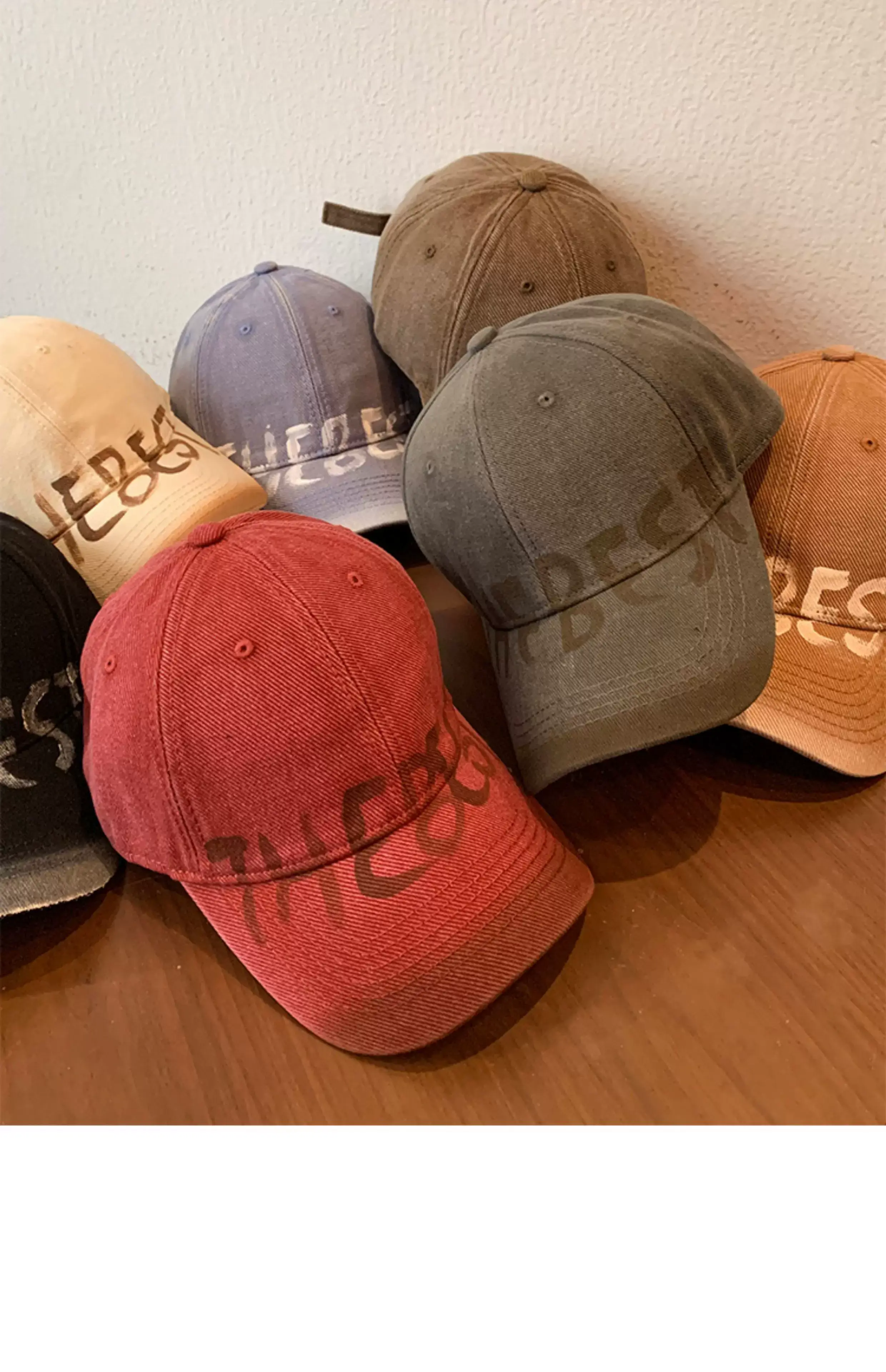 American Style Washed Vintage Letter Large Brim Baseball Cap for Women — feature 14