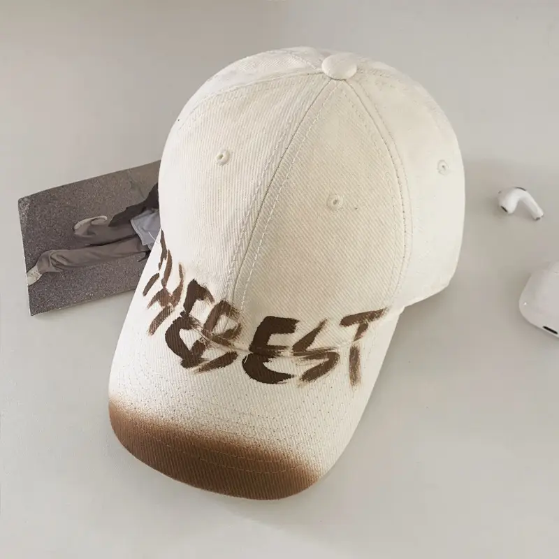 American Style Washed Vintage Letter Large Brim Baseball Cap for Women - Image 2