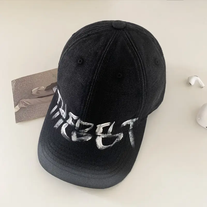 American Style Washed Vintage Letter Large Brim Baseball Cap for Women - Image 3