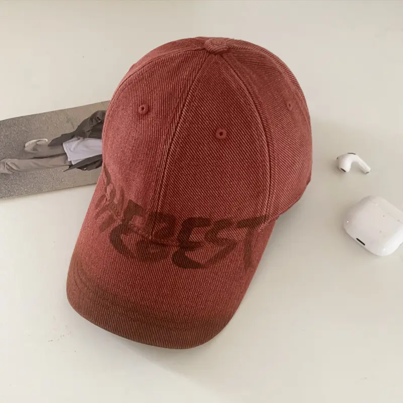 American Style Washed Vintage Letter Large Brim Baseball Cap for Women - Image 4