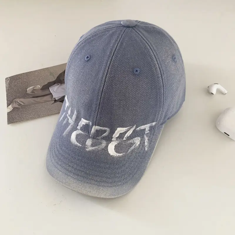 American Style Washed Vintage Letter Large Brim Baseball Cap for Women - Image 6