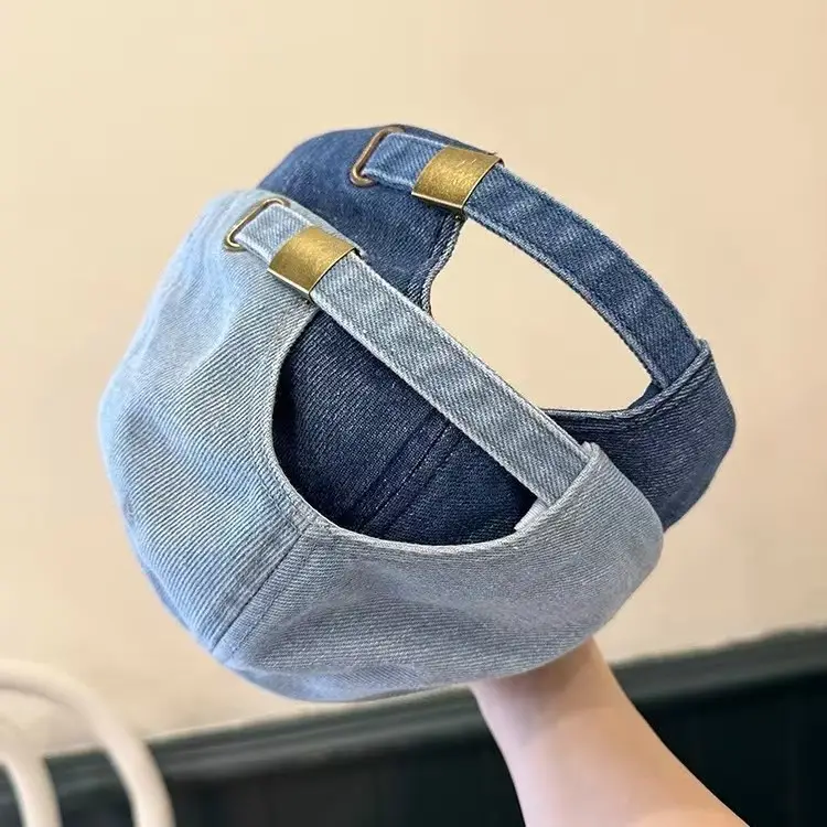 Men Denim Peaked Cap with "RIS" Embroidery Grey