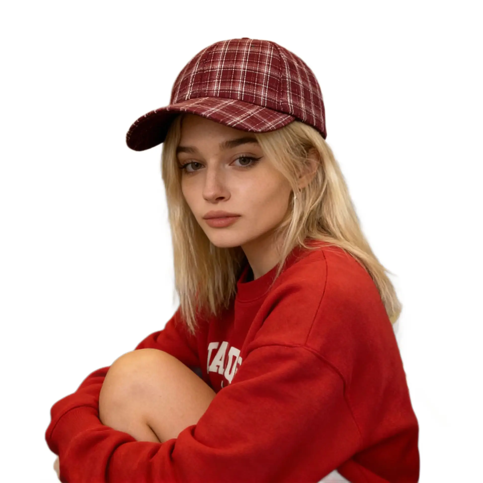 Women Plaid Duckbill Hat Autumn Winter Reversible Woolen - Image 8