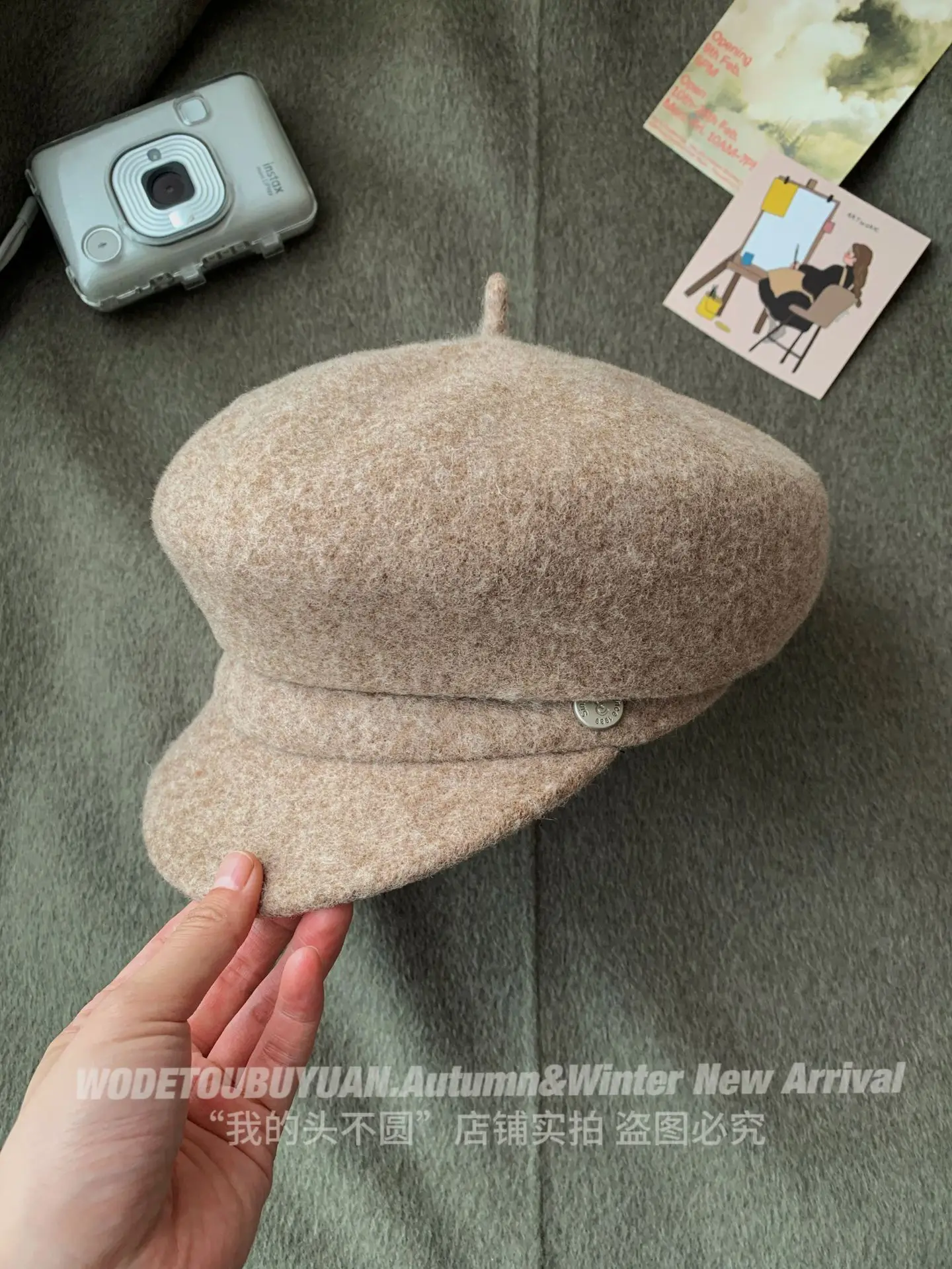 Women Woolen Newsboy Cap White Winter Warm