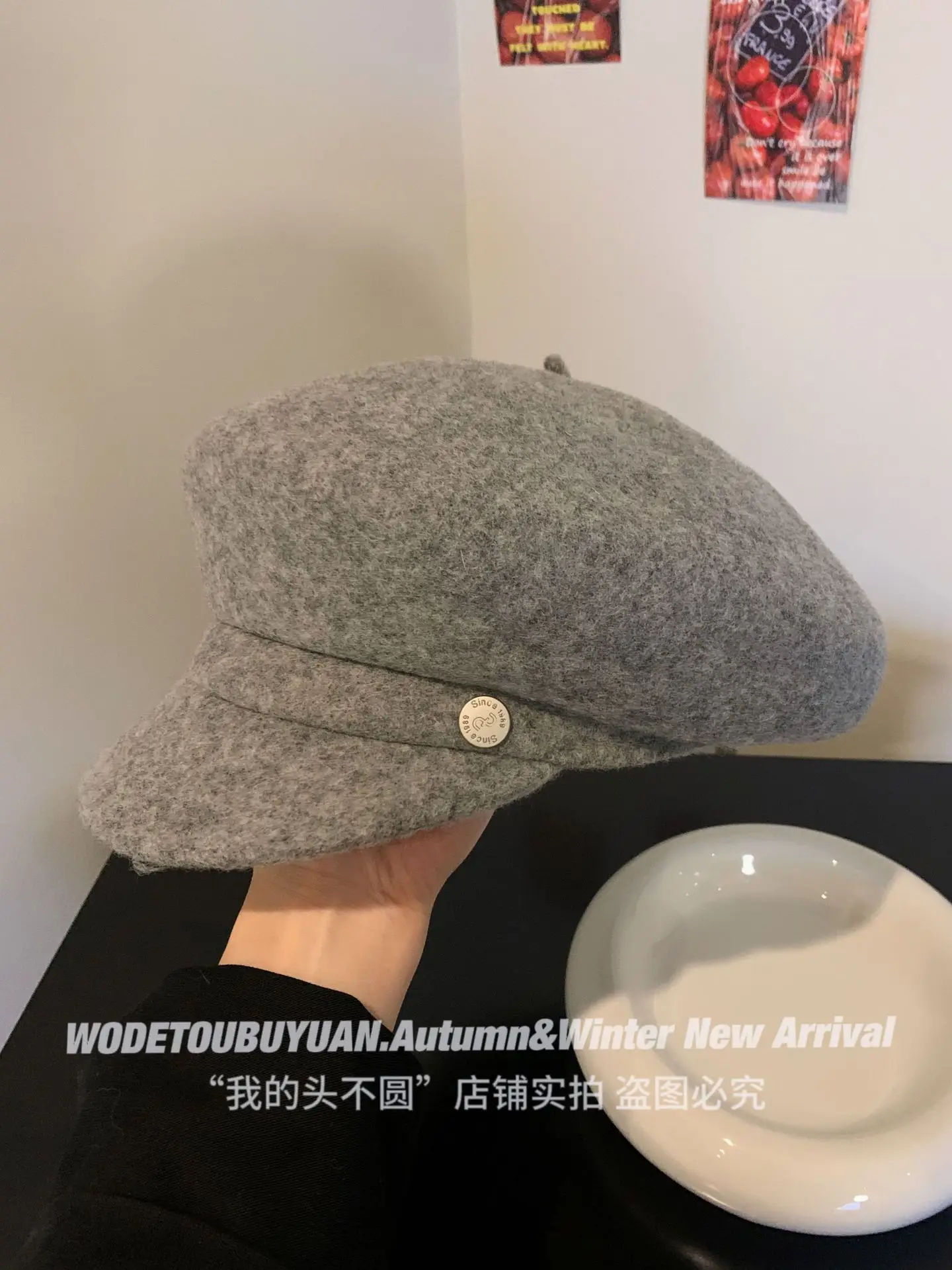 Women Woolen Newsboy Cap White Winter Warm