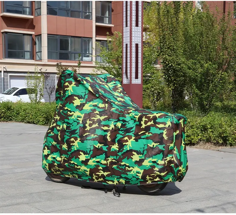 Motorcycle Rainproof Sunproof Cover Green Camo 600 — feature 20
