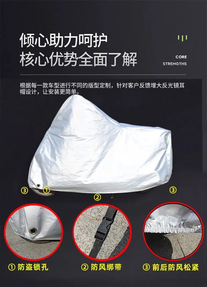 Motorcycle Rainproof Sunproof Cover Green Camo 600 — feature 3