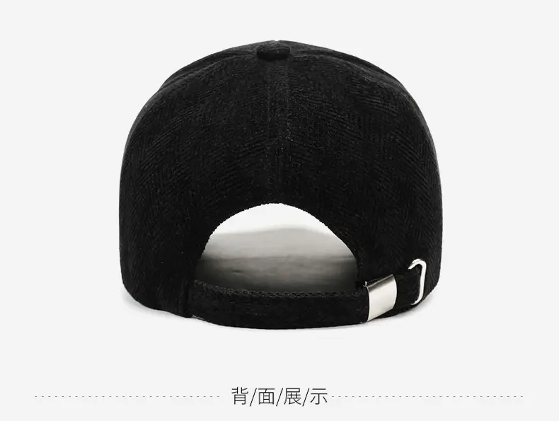 Black Wool Baseball Cap with Logo for Women — feature 11