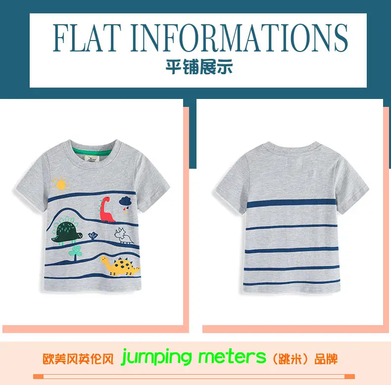 Dinosaur Pattern Boys Summer T-Shirt Grey Short Sleeve — feature 5