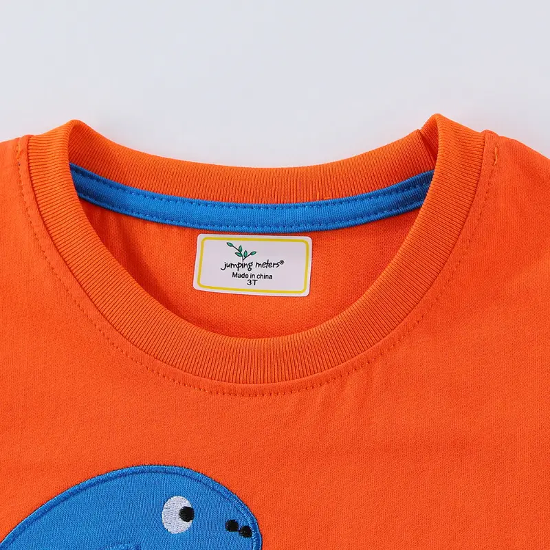 Blue Dinosaur Embroidered Knitted T-Shirt for Boys - Image 3