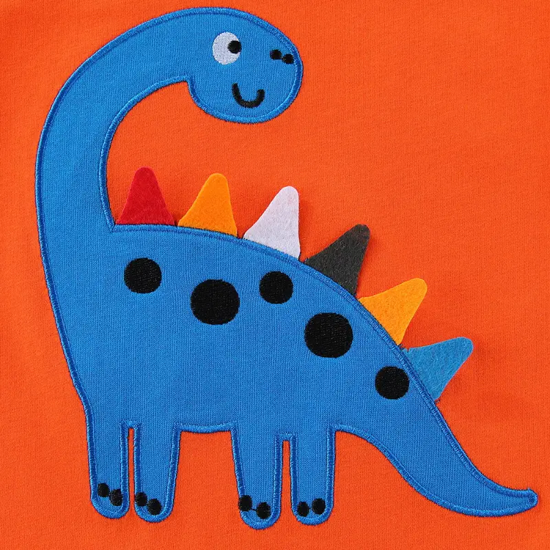 Blue Dinosaur Embroidered Knitted T-Shirt for Boys - Image 4