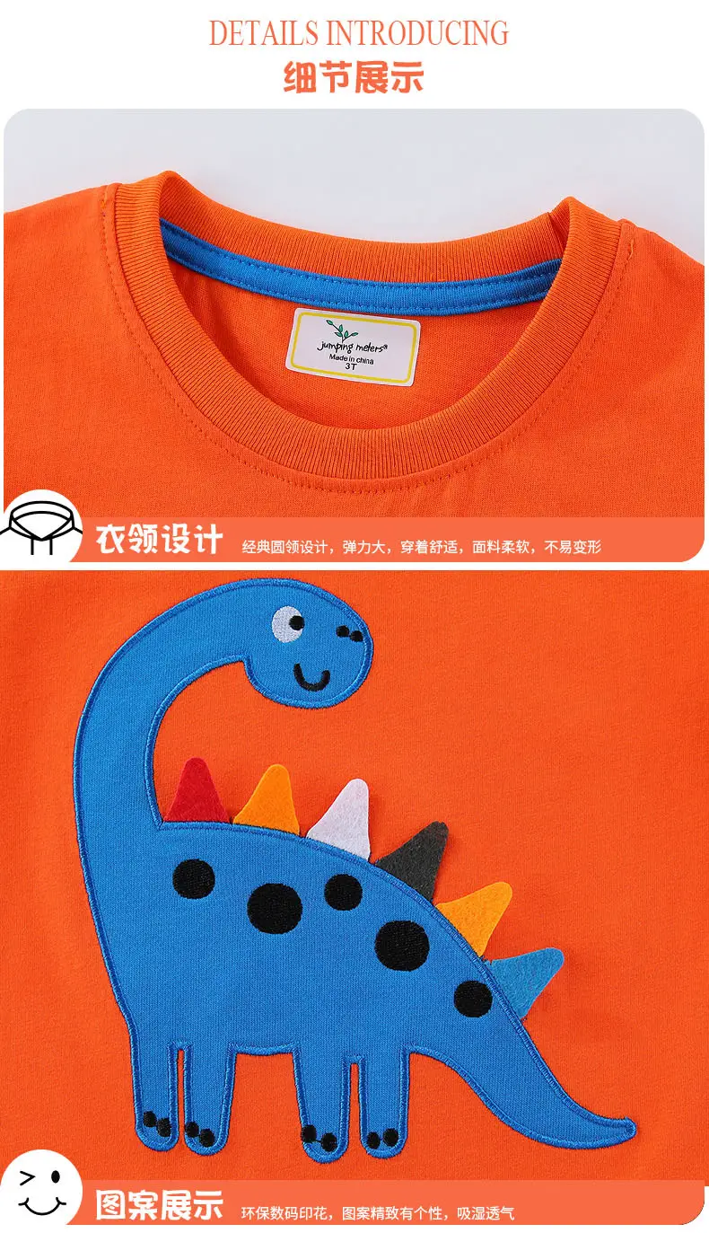 Blue Dinosaur Embroidered Knitted T-Shirt for Boys — feature 7