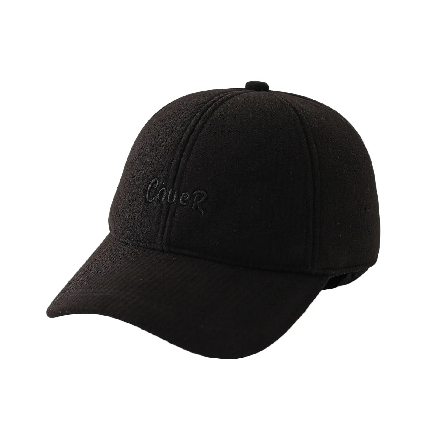 Men Black Fleece Baseball Cap with Embroidery - Image 5