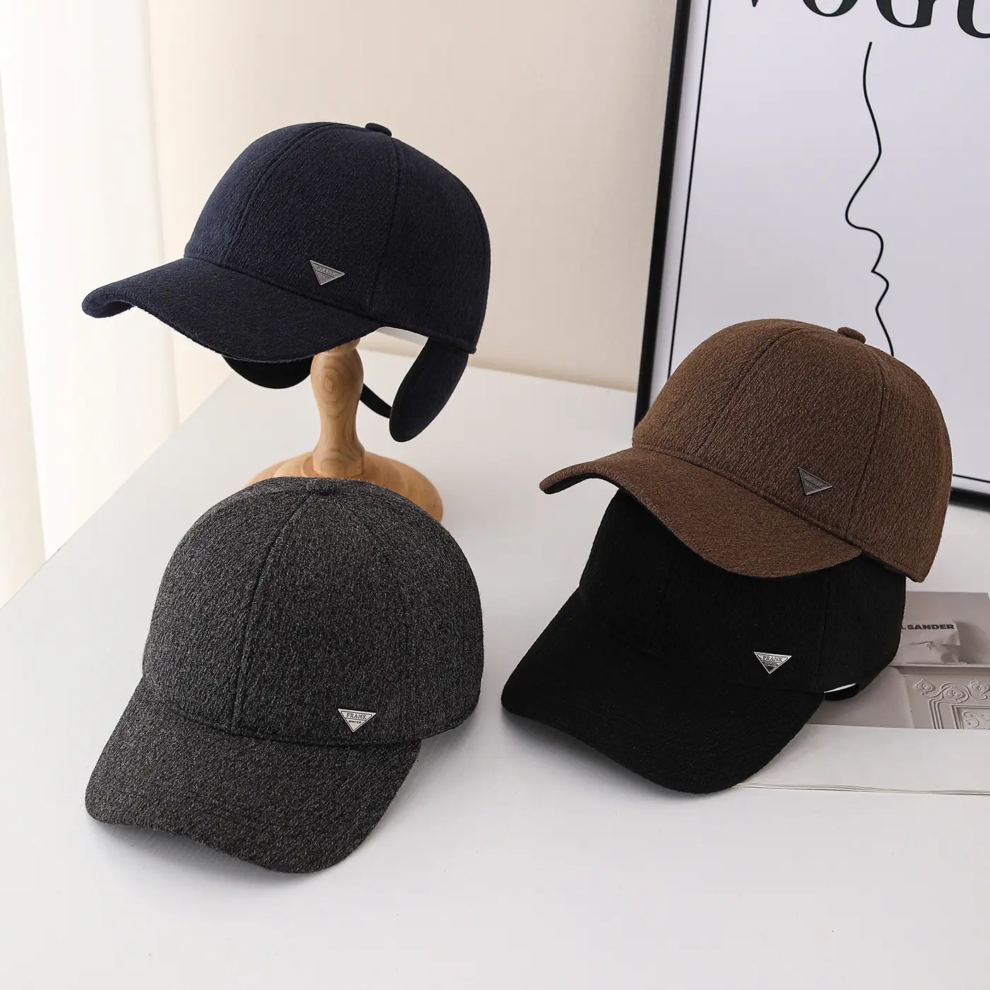 Men's Brown Wool Cap Winter Warm Ear Protection - Image 5