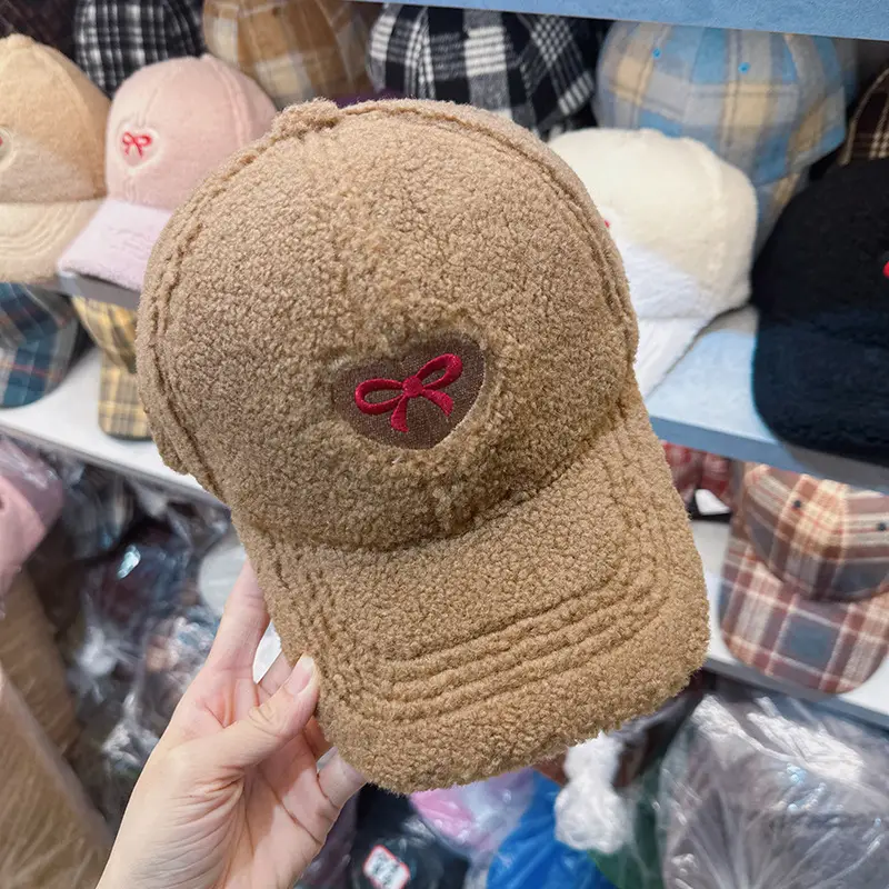 White Furry Bow Baseball Cap for Women - Image 8