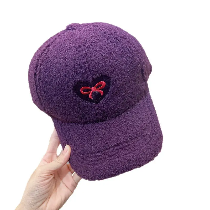 White Furry Bow Baseball Cap for Women - Image 11