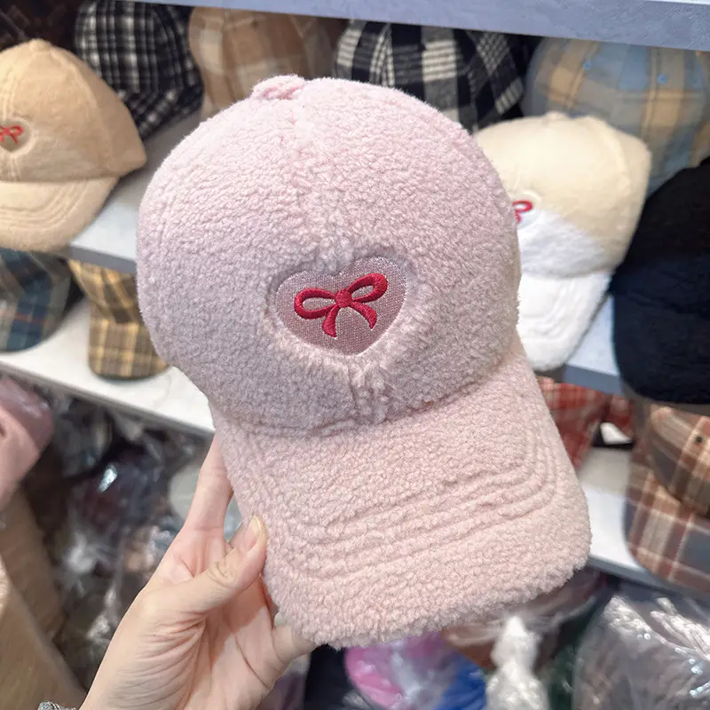 White Furry Bow Baseball Cap for Women — feature 6