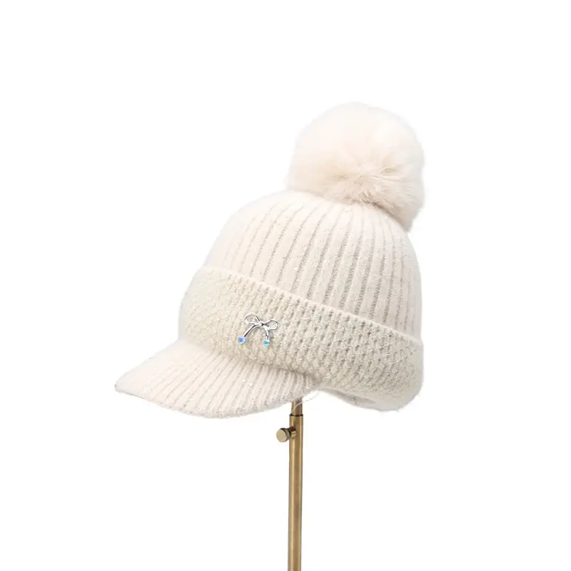 Women Knitted Duckbill Cap Winter Fleece Lined Warm - Image 10
