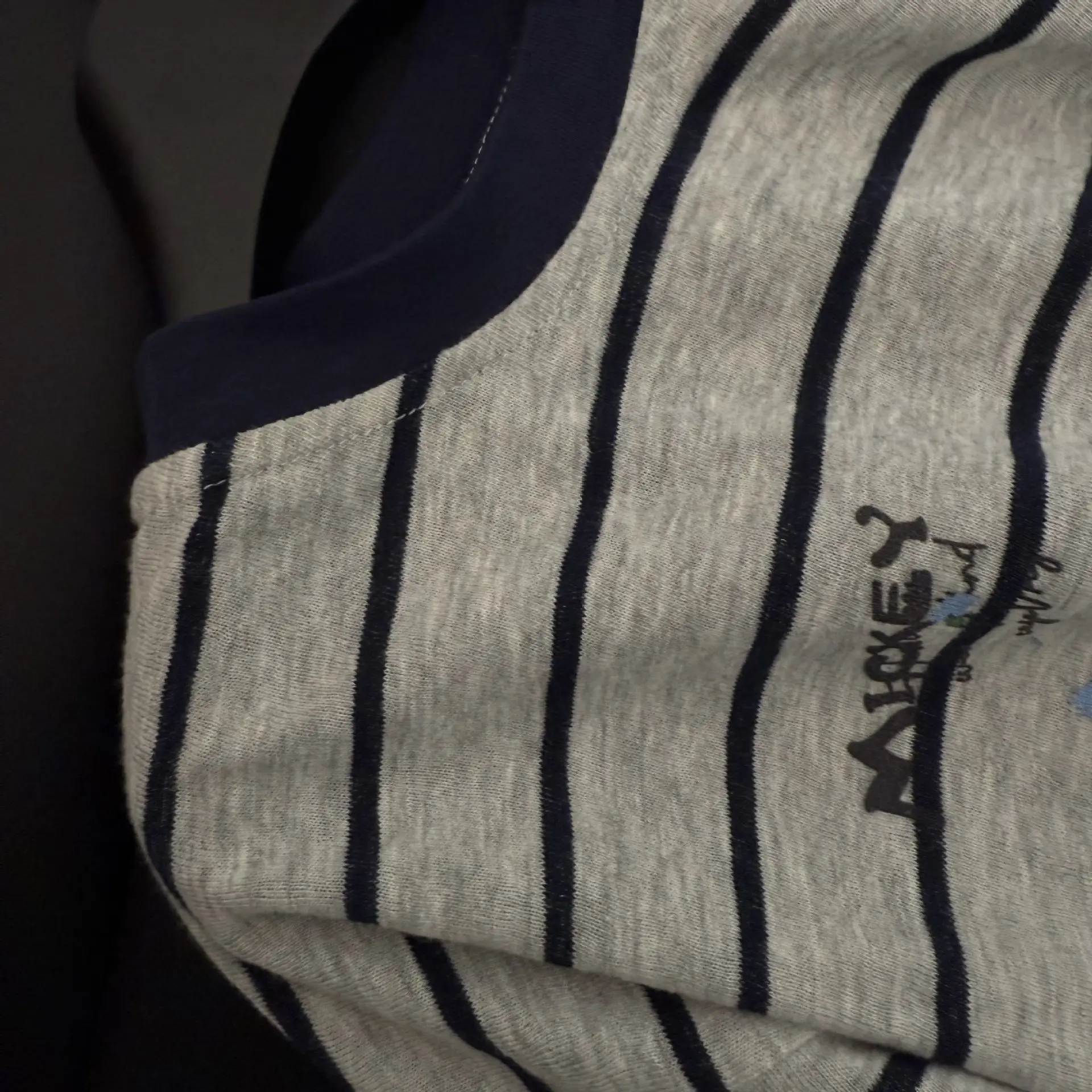 Girls Striped Mickey Print Top Shirt Grey â feature 4