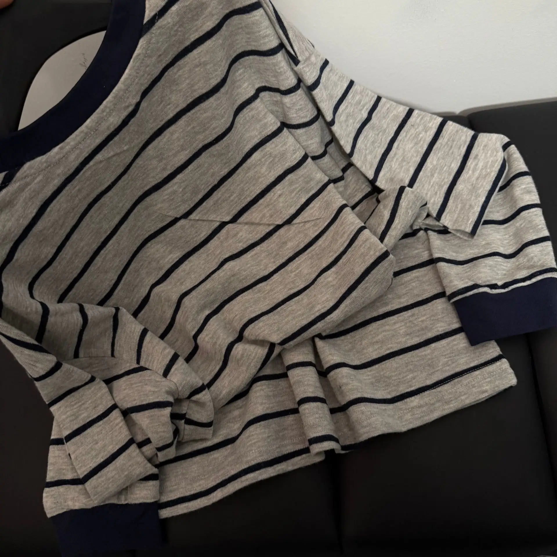 Girls Striped Mickey Print Top Shirt Grey â feature 9