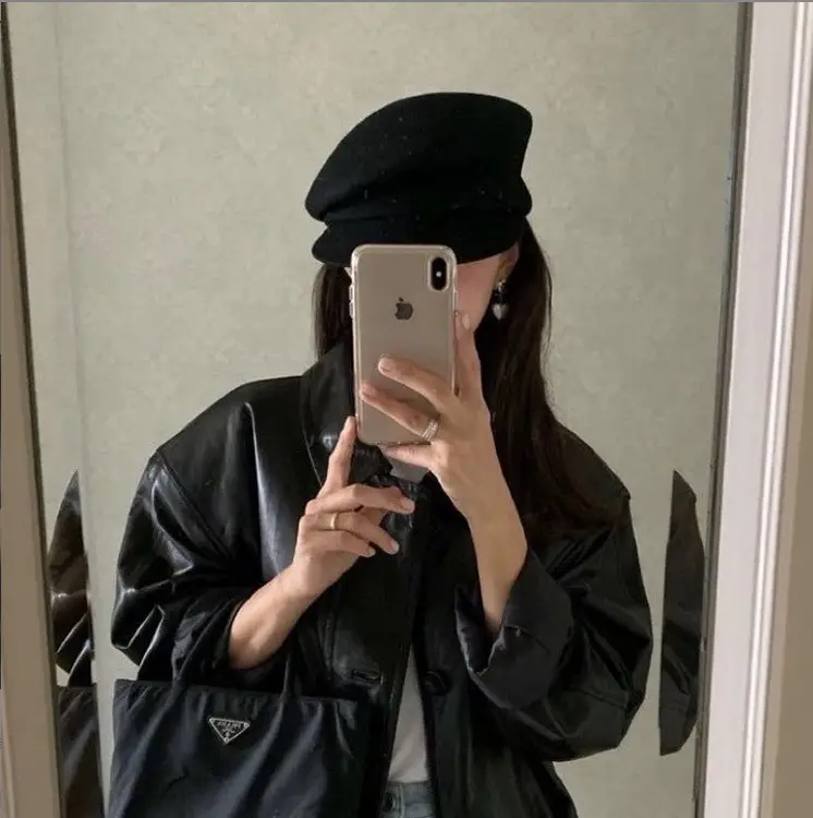 Black Wool Face Beret for Women Autumn Winter Fedora