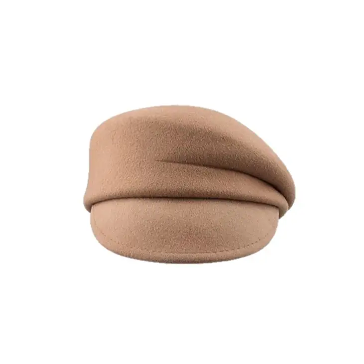 Black Wool Face Beret for Women Autumn Winter Fedora