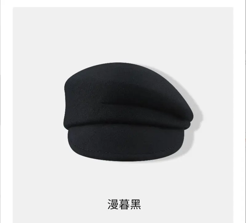 Black Wool Face Beret for Women Autumn Winter Fedora — feature 1