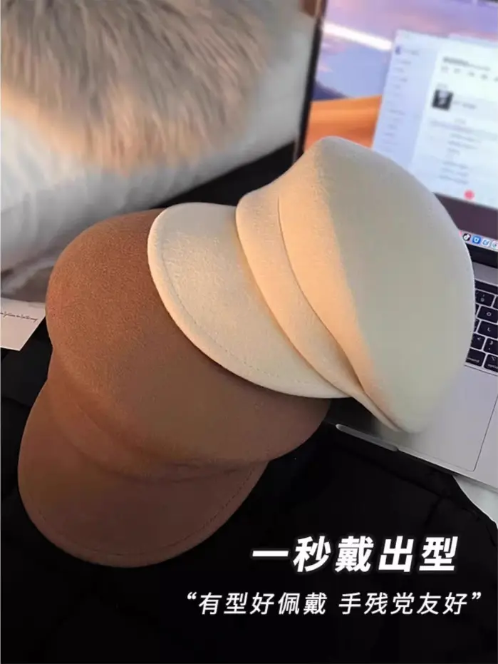 Black Wool Face Beret for Women Autumn Winter Fedora — feature 5