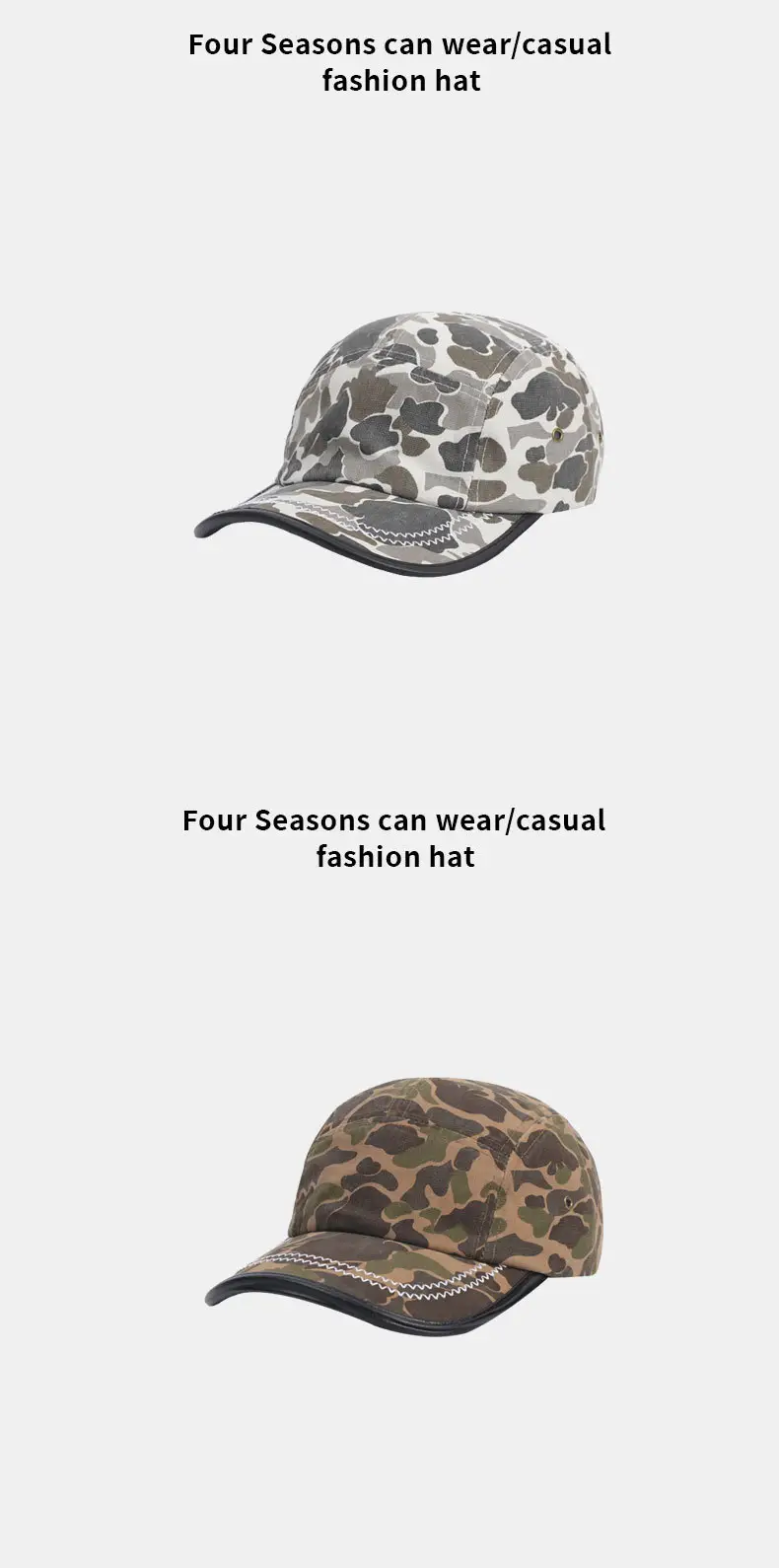 Retro Camouflage Duck Cap Light Gray Men's Baseball Cap — feature 11