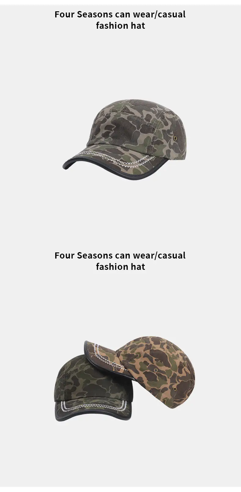 Retro Camouflage Duck Cap Light Gray Men's Baseball Cap — feature 12