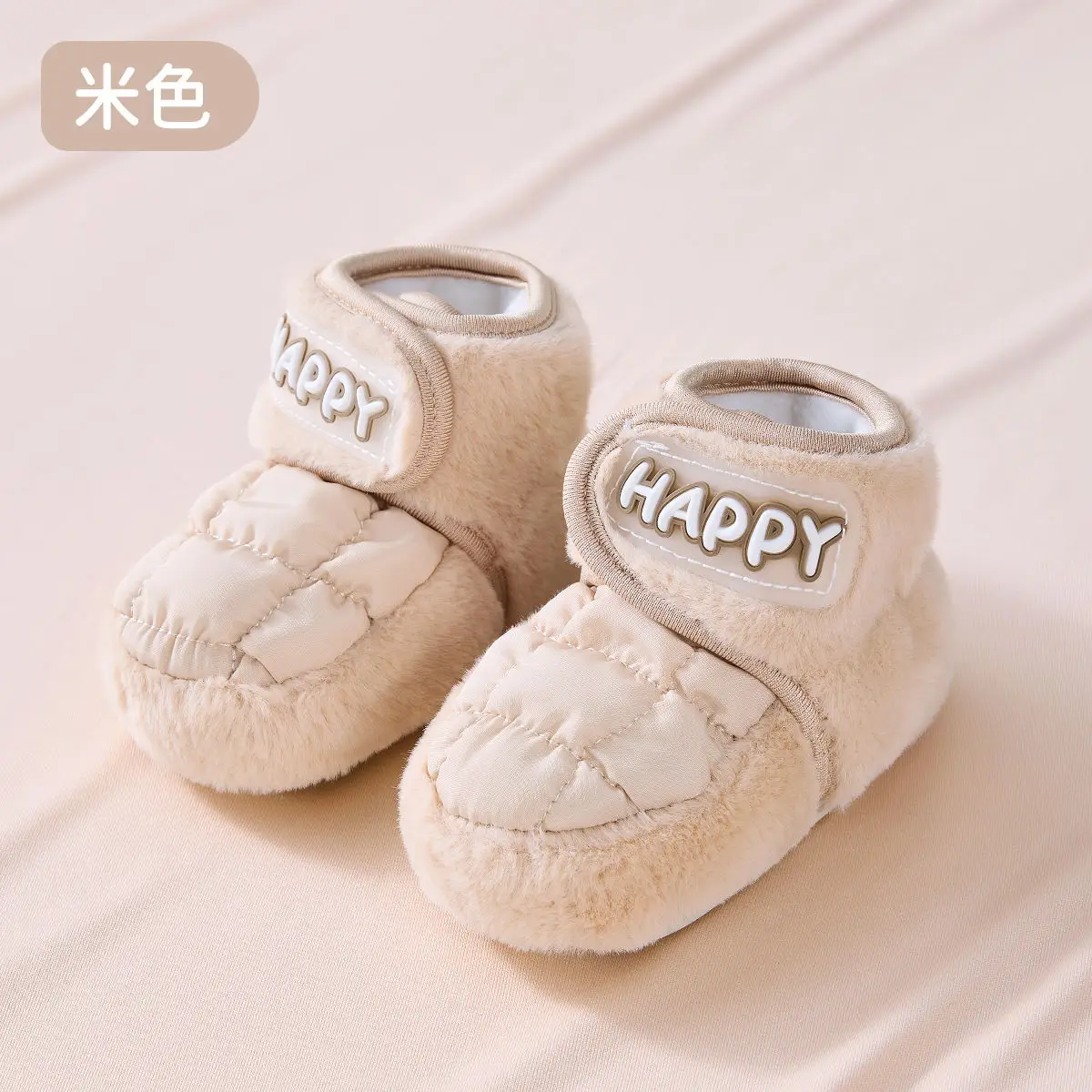 Pink Fleece Baby Shoes for Newborns Warm Winter