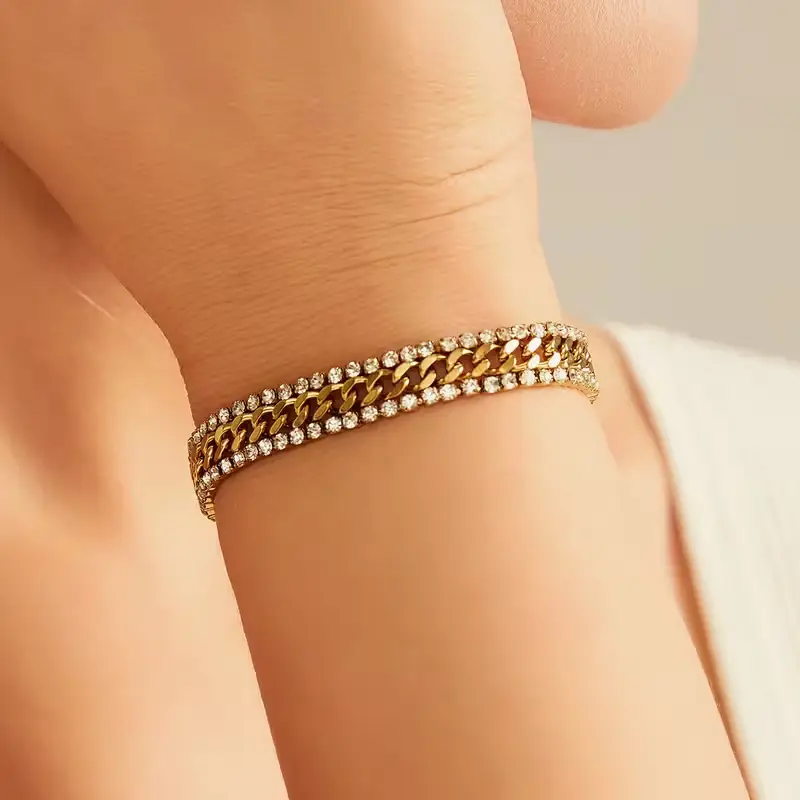 18K Gold Diamond Adjustable Bracelet for Women