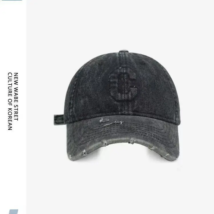 Korean Style Heavy Duty Wash Denim Cap Black - Image 7