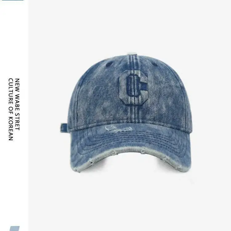 Korean Style Heavy Duty Wash Denim Cap Black - Image 9